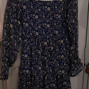 Pretty Blue Floral Tiered Dres