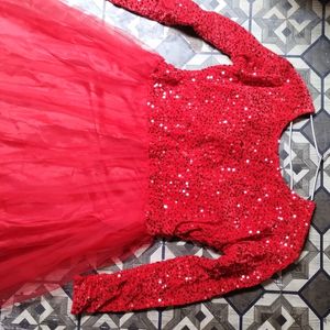 Red Sequence Anarkali Gown