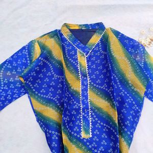 Blue Ombre Bandhani Kurta