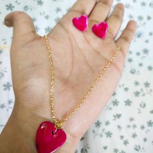 Pink Heart Locket With Studs