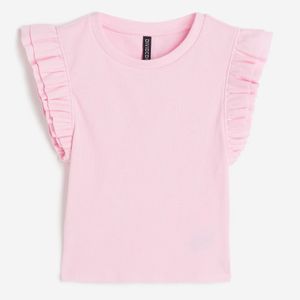 H&M Flutter Sleeve Pastel Pink Top