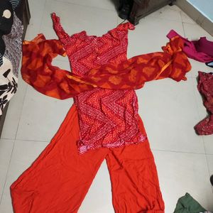 Red Jaipuri Plazo Suit