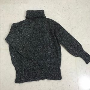 Shimmery Black Turtle Neck Top