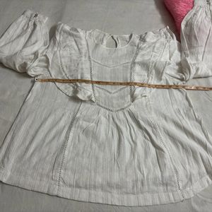 White Embroidery Frill Top/Tunic