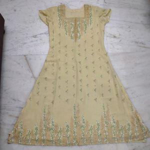 Yellow Embroidery Square Neck Kurta Set