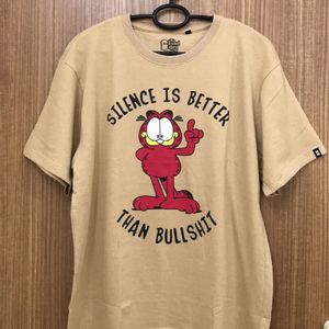 Garfield Quote Khaki Colour Oversized Tshirt