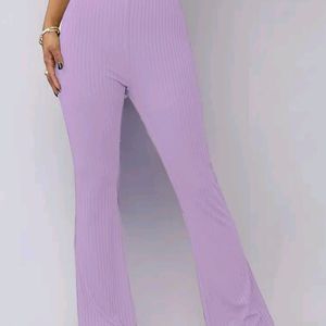 Women Polyester Blend Solid Trousers