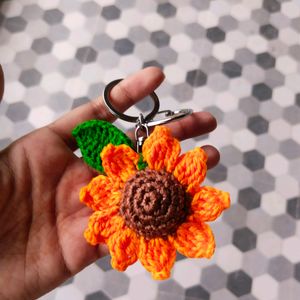 Crochet Sunflower Keychain 🌻💕