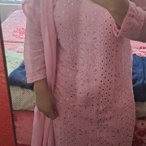 Chikankari Kurta With Dupptta