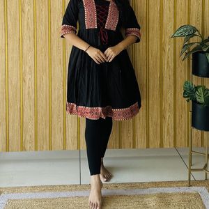 Gamthi Cotton With Ajrak Panel Border Top