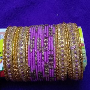 Brand New Pink Metal Set Of Bangles