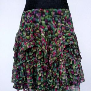 Y2K Pinterest Multi Printed Ruffle Mini Skirt