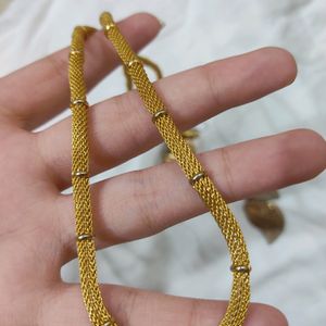 Gold Plated Chain & Leaf Earrings