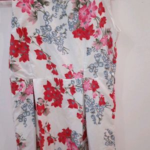 Beutiful White Frock With Red Rosses For Womens