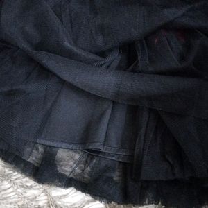 Black Bow Net Gothic Tiered Skirt