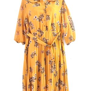 Sassafras Mustard Floral Printed Dress ( Women)