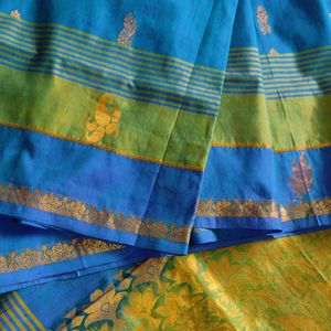 Blue And Green Silk Saree