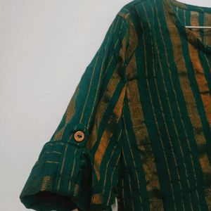 Green Kurta With Golden Strips