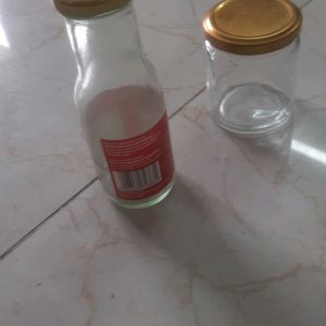 3 Glass Bottles With Gilden Cap