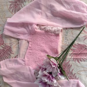 Pink Full Sleeve Crop Top