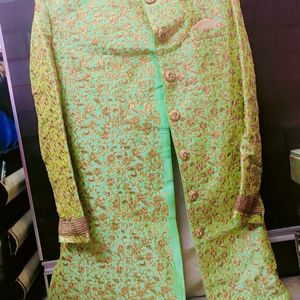 Embroidery Men Sherwani With Golden Pent