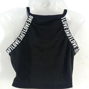 Black Casual Crop Top ( Women's)