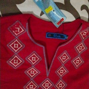 Slok Red Classy Short Kurti