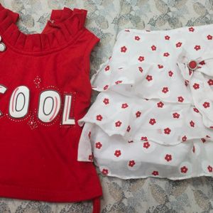 Branded Skirt Top For 0-3 Month Baby