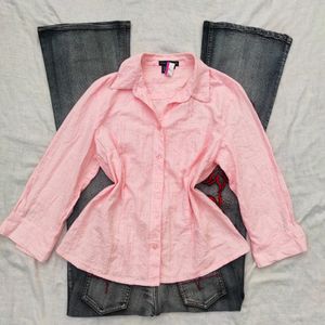 Light Pink Chikankari Fitted Shirt
