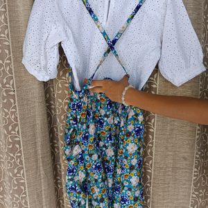 Backless Floral frock with white tshirt