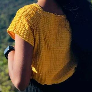 Yellow Square Neck Crop Top