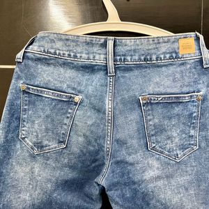 Benetton mid waist cropped light fade jeans