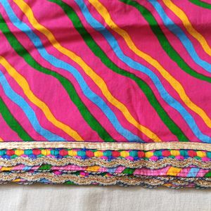 Pink Multicolored Laheriya Chaniya Choli Set