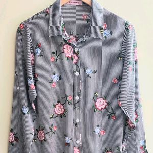 Grey Floral Shirt Size-34