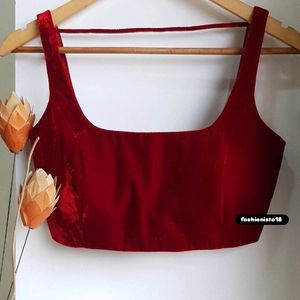 velvet backless blouse padded