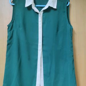 Sea Green Sleeveless Formal Shirt