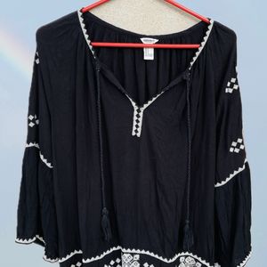 Black Boho Top