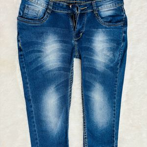 Blue Knee Length Denim Jeans