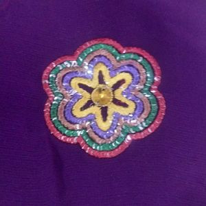 New Violet Saree With Embroidered Flowers