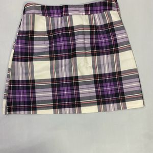 Purple Mini Checkered Skirt