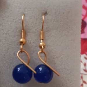 Handmade  Dark Blue hanging Earring