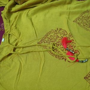 Mustard Yellow Short Kurti Top