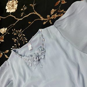 Price Drop!! Light Blue  Flowered Top!!