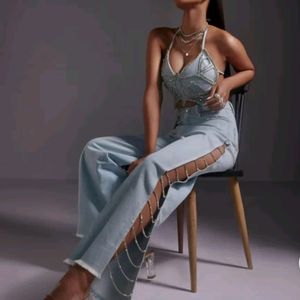 Side Slit Wide Leg Jeans