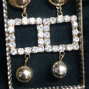 Square Diamond Long Earrings