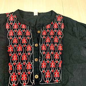 Black Red Work Kurtas