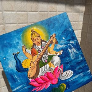 Handmade Saraswati Ji Painting