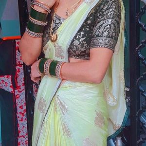 Green Jari Work Saree