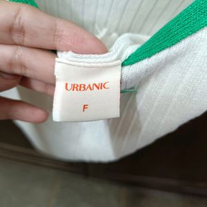 Urbanic White Tank With Green Border