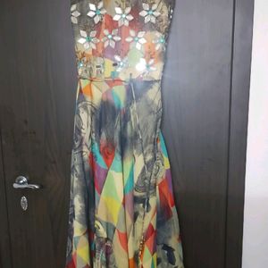 Multicolour Mirror Work Gown